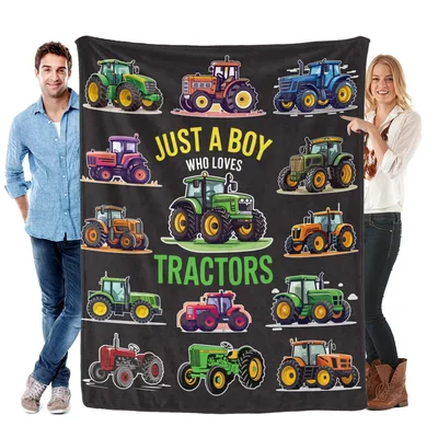 Tractor Lover's Black Background Blanket