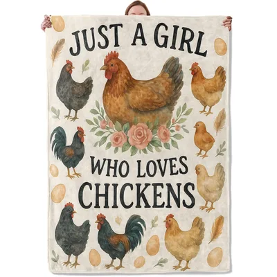 Chicken Flock Cream Rose Blanket for Poultry Enthusiasts