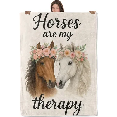 Horse Floral Crown Blanket: Horses Are My Therapy Design