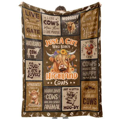 Highland Cow Quilt Patchwork Blanket for Cattle Lovers
