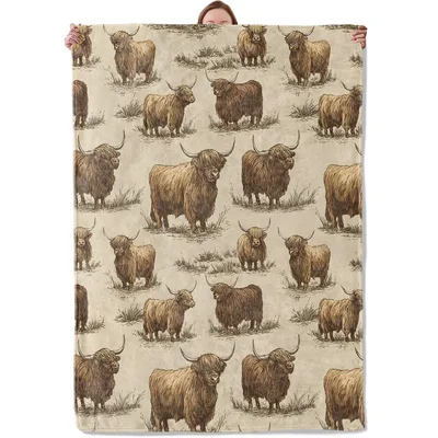 Highland Cows Blanket: Shaggy Herd Pattern for Farm Lovers