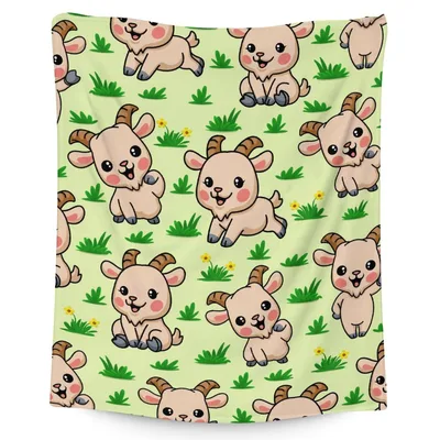 Cute Cartoon Baby Goats Blanket