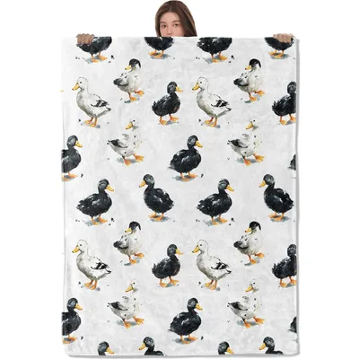 Watercolor Ducks Pattern Blanket for Farm Lovers