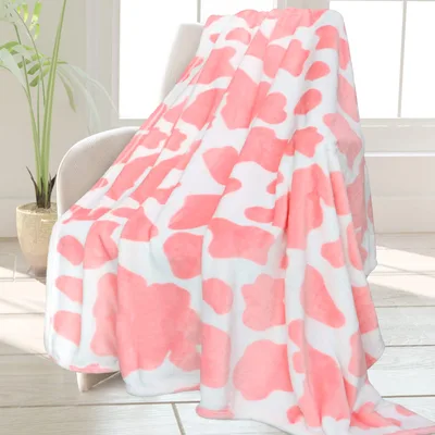 Pink Cow Spots Pattern Blanket features soft pink cow print