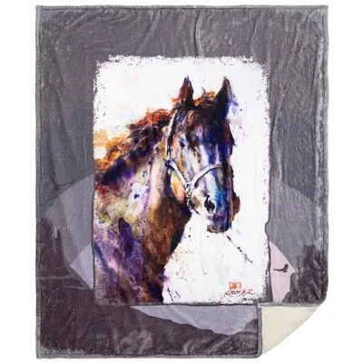 Watercolor Horse Portrait Blanket