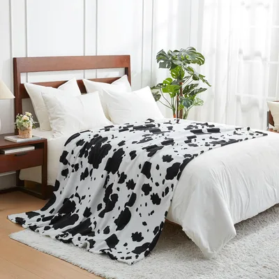 Black and White Cow Print Blanket for Farm Lovers