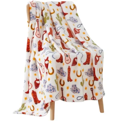 Western Cowboy Boots Pattern Blanket featuring boots guitars