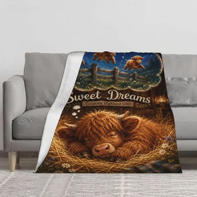 Highland Cow Sweet Dreams Blanket for Farm Lovers and Sleepyheads
