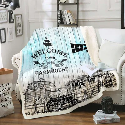 Windmill Farmhouse Tractor Pattern Blanket: Rustic Farm Life Design