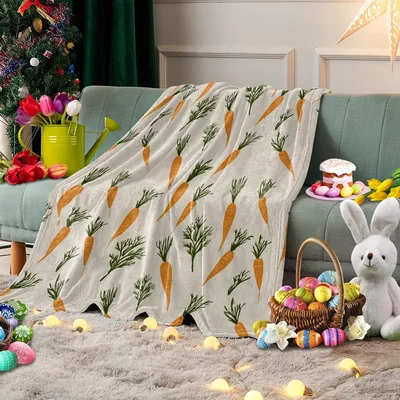 Carrot Leaves Pattern Blanket: Spring Garden Themed Throw