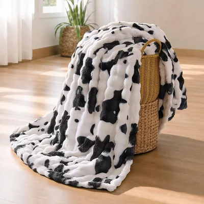 Black and White Cow Blanket: Classic Dotted Farm Animal Design