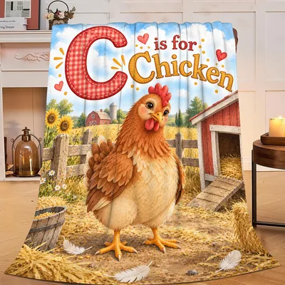 C Is for Chicken Blanket: Farm Life Alphabet Print
