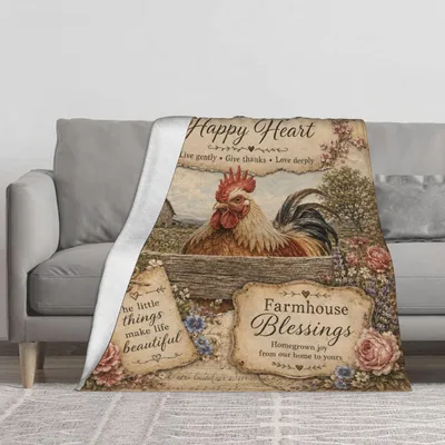 Farmhouse Rooster Blessings Blanket