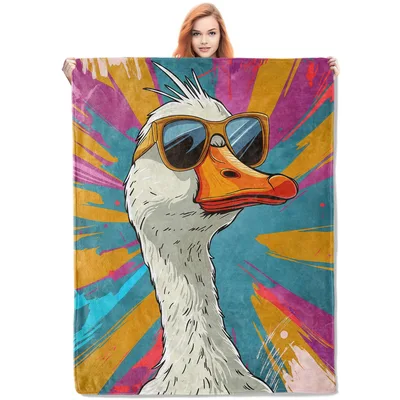 Cool Goose in Sunglasses Blanket featuring a stylish white goose
