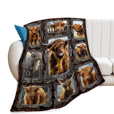 Highland Cow Photo Collage Blanket No. 2
