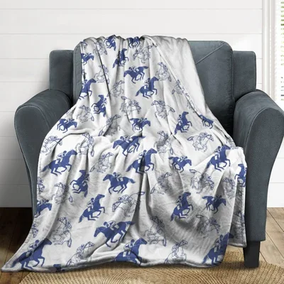 Kentucky Horse Racing Pattern Blanket: Equestrian Throw Design