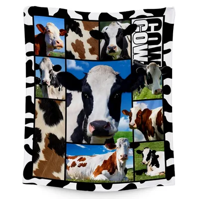Cow Photo Collage Blanket: A Grid of Cows and Spots