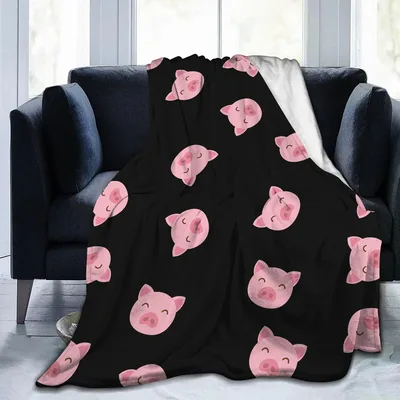 Pink Pig Face Pattern Blanket: Cute Cartoon Pig Design for Cozy Days