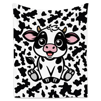 Cute Cow Black Blanket: A Playful Calf Design for Farm Lovers