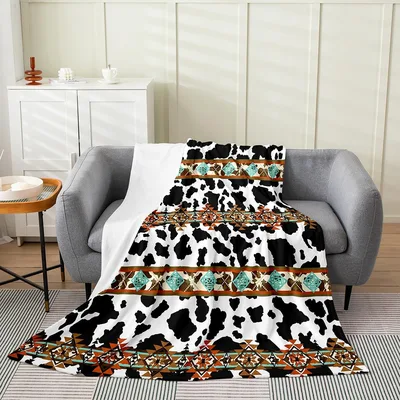 Black and White Highland Blanket with AzCowhide Pattern