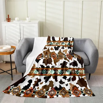 Cowhide Pattern with Tribal Blanket featuring cow spots