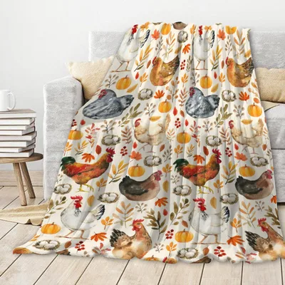 Farmhouse Chickens Pattern Design Blanket for Cozy Fall Living