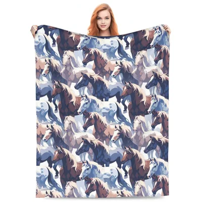 Horses Animal Pattern Print Blanket: A Herd of Stylized Equines