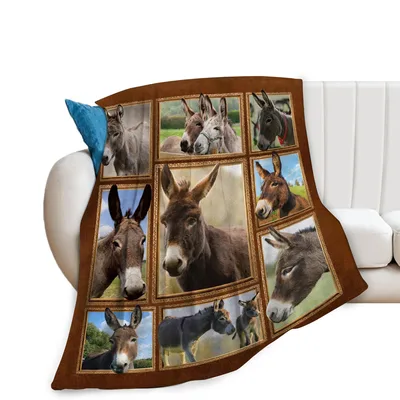 Donkey Photo Collage Blanket: A Gallery of Farm Animal Portraits