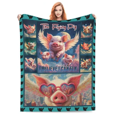 Flying Pig I Believe Blanket: Winged Pigs and Sky High Dreams