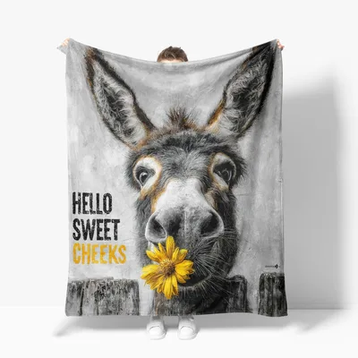 Hello Sweet Cheeks Donkey Blanket featuring a realistic donkey