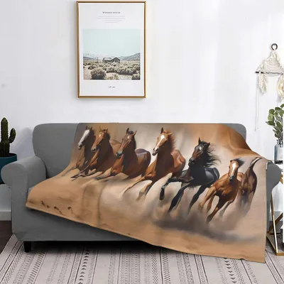 Running Horses Herd Blanket No. 2 for Equestrian Lovers