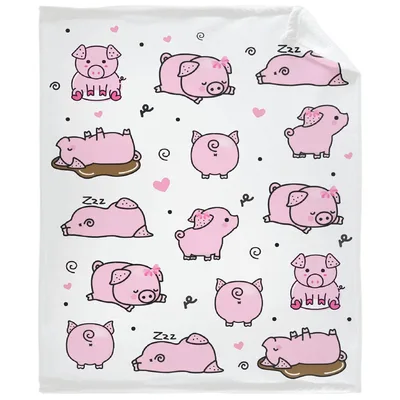 Sleeping Pigs Pattern Blanket: Cute Cartoon Piggy Throw for Cozy Naps