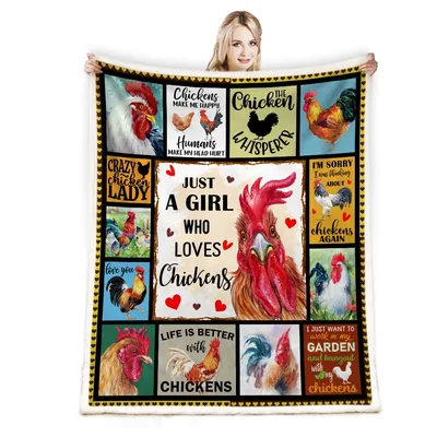 Just a Girl Blanket: Rooster Collage Design for Poultry Lovers