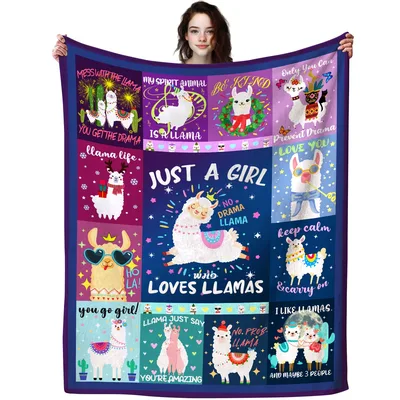 Just a Girl Blanket Who Loves Llamas Patchwork Design