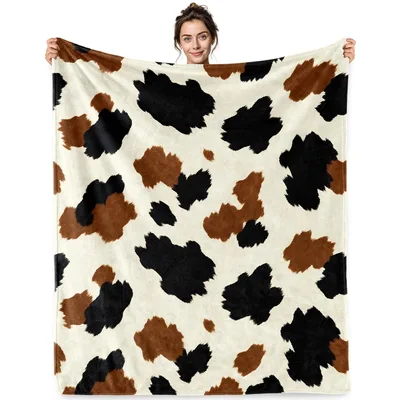 Cow Print Pattern Blanket: Classic Brown and Black Spots