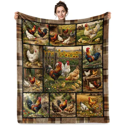 Farmhouse Rooster and Hens Blanket: A Quilt of Farmyard Life