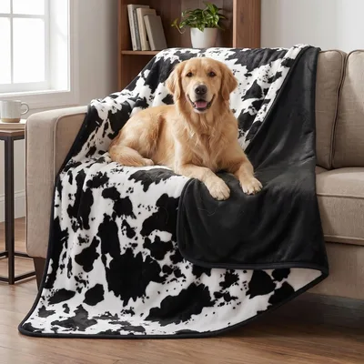 Cow Print Pattern Blanket: Bold Black and White Spots for Farm Lovers