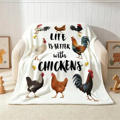 Life Is Better with Chickens Blanket: Rooster and Hen Throw Design
