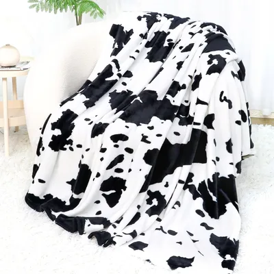 Black and White Cow Blanket: Classic Spotted Farm Animal Design