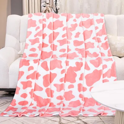 Pink Cow Spots Pattern Blanket: Playful Faux Hide Design