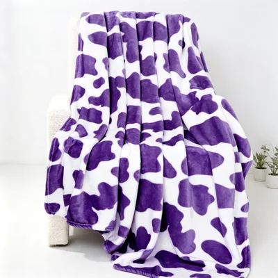 Purple Cow Print Pattern Blanket: Bold Purple and White Spots