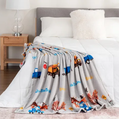 Blue Truck and Farm Animals Blanket featuring Little Blue Truck