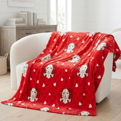 Fluffy Cow Blanket: Fluffy Sheep Hearts Pattern Throw