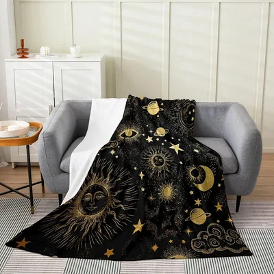 Rooster Farm Animals Pattern Blanket featuring a celestial design
