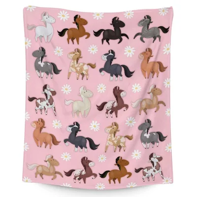 Horses on Pink Pattern Blanket: Cute Equestrian Design for Kids