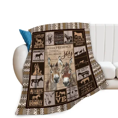 Donkey Typography Collage Blanket for Lovers of the Species