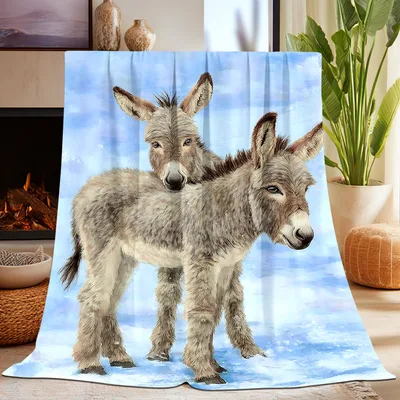 Two Donkeys Animal Print Blanket: Cozy Art for Farm Lovers