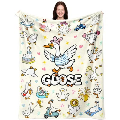 Funny Geese Pattern Blanket featuring a central goose