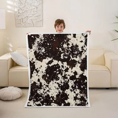 Black and White Cow Blanket: Realistic Holstein Hide Pattern