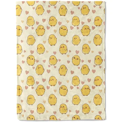 Cute Baby Chicks Pattern Blanket: Fluffy Yellow Chick Design